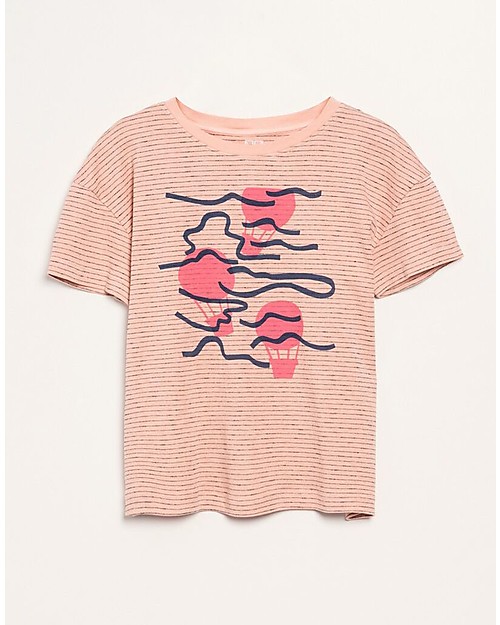 Barn of Monkeys T-shirt Maniche Corte Mongolfiere, Pesca - 100% cotone bio T-shirt