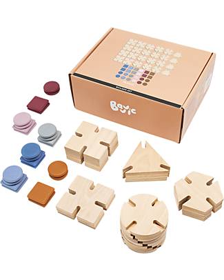 Bavvic Set Starter 32 Pezzi - Costruzioni in Legno di Faggio e Silicone -  Promuove l'Apprendimento STEAM! unisex (bambini)