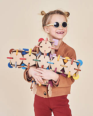 Bavvic Set Dreamer 64 Pezzi - Costruzioni in Legno di Faggio e Silicone - Promuove l'Apprendimento STEAM! Costruzioni in Legno