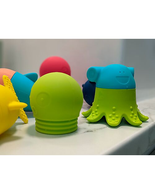 Bblüv Giochi da Bagno in Silicone Combinabili Büddies - Multicolor - Creature del Mare Giochi Bagno