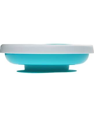 Bblüv Piatto Riscaldante Anti-Scivolo - Bianco e Azzurro - Con 3 Scomparti Piatti e Scodelle