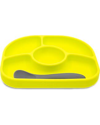 Bblüv Set Piatto Anti-Scivolo e Cucchiaio Yümi - Lime - Silicone Set Pappa