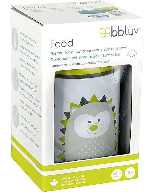 Bblüv Thermos Porta Cibo Foöd in Acciaio Inossidabile con Cucchiaio - 300 ml - Lime Contenitori Termici
