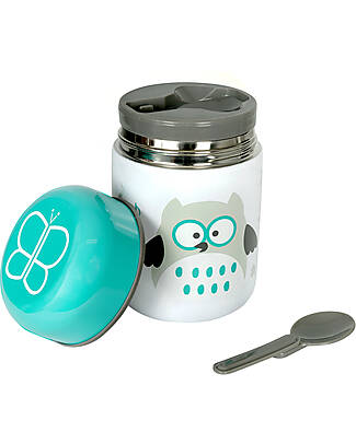 Bblüv Thermos Porta Cibo in Acciaio Inossidabile con Cucchiaio - 300 ml - Azzurro Contenitori Termici