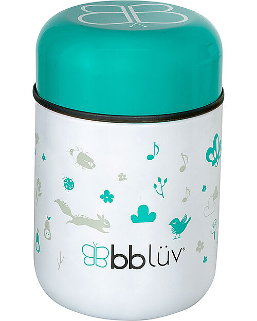 Bblüv Thermos Porta Cibo in Acciaio Inossidabile con Cucchiaio - 300 ml - Azzurro Contenitori Termici