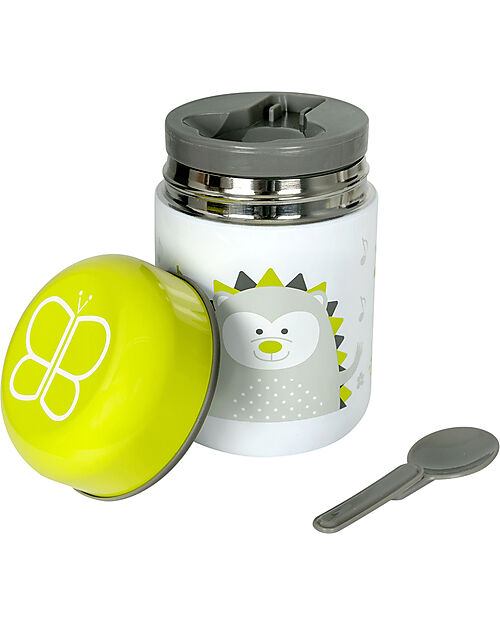 Bblüv Thermos Porta Cibo in Acciaio Inossidabile con Cucchiaio - 300 ml - Lime Contenitori Termici
