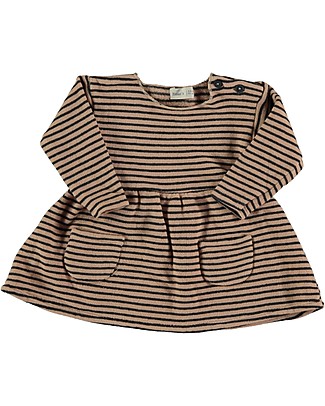 Bean's Barcelona Abito Felpato a Maniche Lunghe - Righe Nude - Cotone Bio Elasticizzato Vestiti