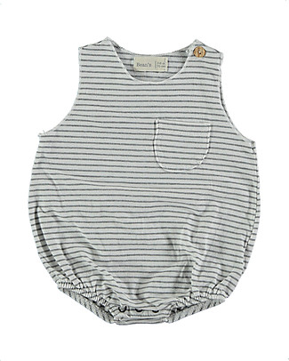 Bean's Barcelona Body a Righe Crab - Bianco - Cotone bio Elasticizzato Body Manica Corta