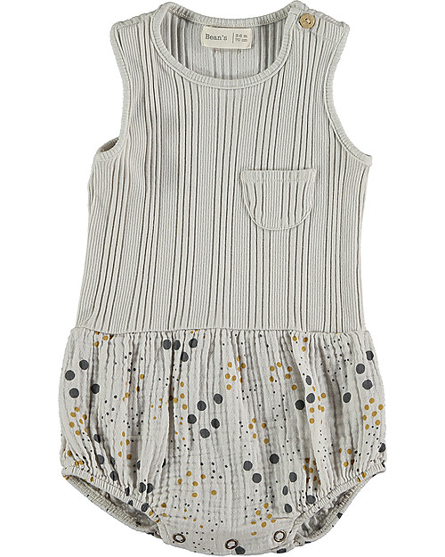 Bean's Barcelona Body Senza Maniche a Righe Orchidea - Grigio - 100% chiffon bio Body Manica Corta