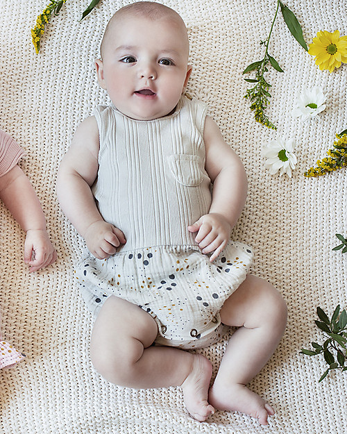 Bean's Barcelona Body Senza Maniche a Righe Orchidea - Grigio - 100% chiffon bio Body Manica Corta