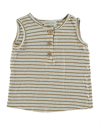 Bean's Barcelona Canotta Baby a Righe Whale - Caramello - Lino T-Shirt e Canotte