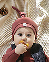 Bean's Barcelona Cappello Neonato a Costine con Nodino Fog, Bordeaux - Cotone bio Cappelli Invernali