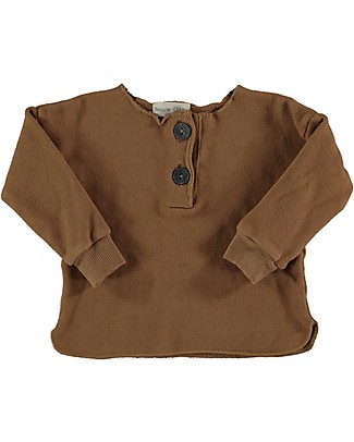 Bean's Barcelona Felpa con Bottoni - Caramello - Cotone Bio Elasticizzato Maglie Manica Lunga