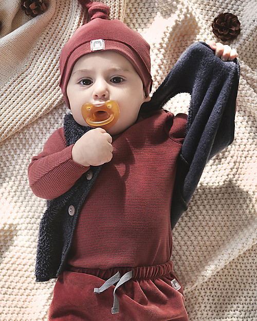 Bean's Barcelona Maglia a Coste Lake, Bordeaux - Cotone bio Maglie Manica Lunga