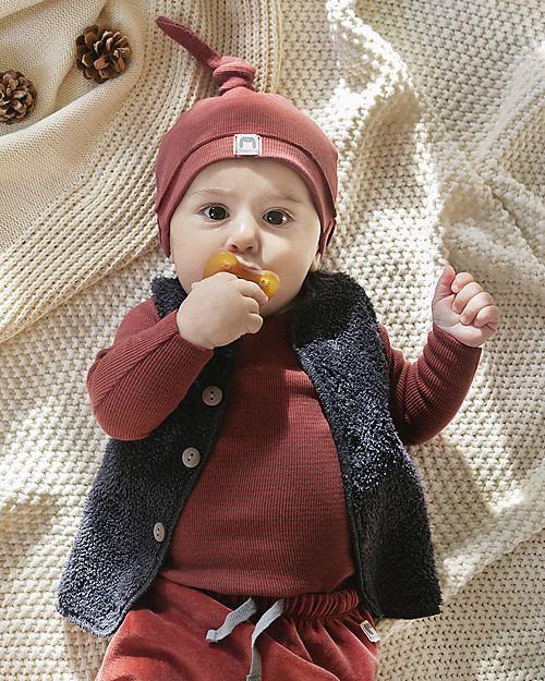 Bean's Barcelona Maglia a Coste Lake, Bordeaux - Cotone bio Maglie Manica Lunga