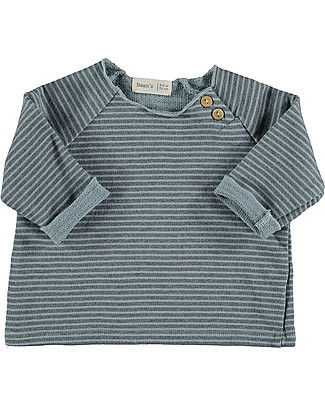 Bean's Barcelona Maglia a Righe Palm - Blu - Cotone bio Maglie Manica Lunga