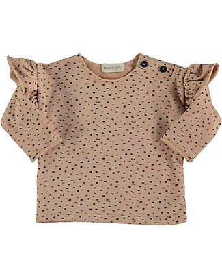 Bean's Barcelona Maglia Bimba con Balze - Nude - Cotone Bio Maglie Manica Lunga