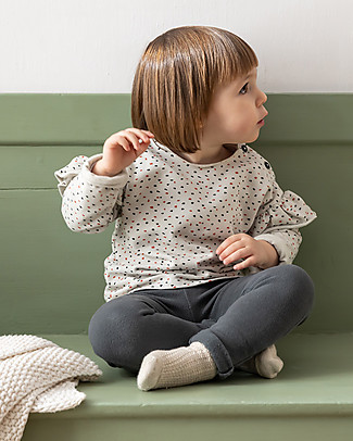 Bean's Barcelona Maglia Bimba con Balze - Nude - Cotone Bio Maglie Manica Lunga
