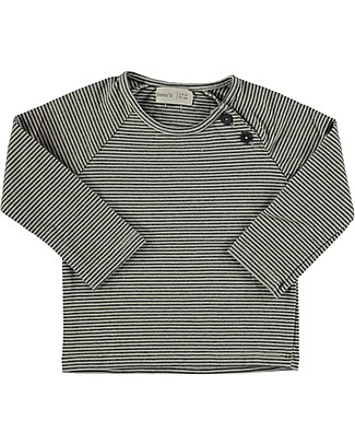 Bean's Barcelona Maglia Maniche Lunghe a Righe - Grigio Chiaro - Cotone Bio Elasticizzato Maglie Manica Lunga