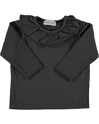Bean's Barcelona Maglia Maniche Lunghe con Balze - Antracite - Cotone Bio Maglie Manica Lunga