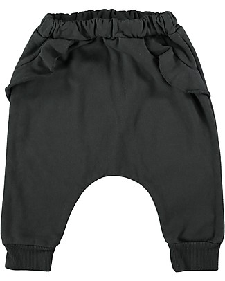 Bean's Barcelona Pantaloni Bimba con Volant - Antracite - Cotone Bio Pantaloni Lunghi