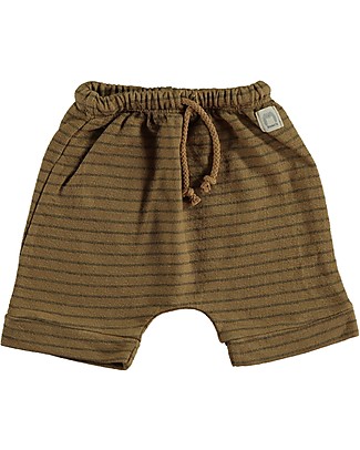 Bean's Barcelona Shorts a Righe Pier - Caramello - 100% Cotone Bio Pantaloni Corti