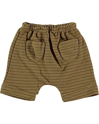 Bean's Barcelona Shorts a Righe Pier - Caramello - 100% Cotone Bio Pantaloni Corti