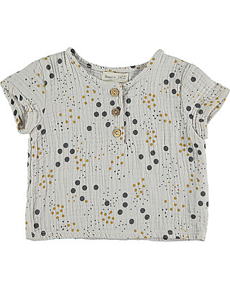 Bean's Barcelona T-Shirt a Pois Castagna - Grigio - Chiffon bio T-Shirt e Canotte