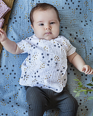 Bean's Barcelona T-Shirt Asimmetrica a Pois Pino - Bianco - Chiffon bio T-Shirt e Canotte