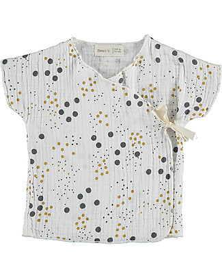 Bean's Barcelona T-Shirt Asimmetrica a Pois Pino - Bianco - Chiffon bio T-Shirt e Canotte