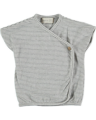 Bean's Barcelona T-Shirt Asimmetrica a Righe Pino - Bianco - Cotone bio T-Shirt e Canotte
