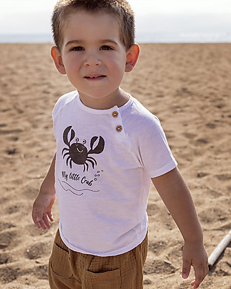 Bean's Barcelona T-Shirt My Little Crab - Bianco - 100% Cotone Bio T-Shirt e Canotte