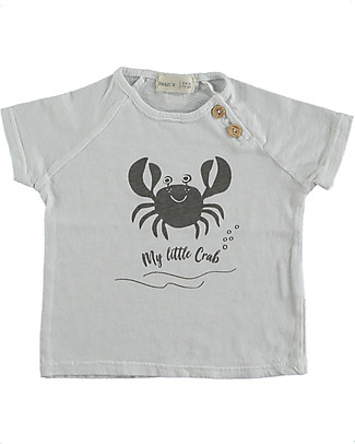 Bean's Barcelona T-Shirt My Little Crab - Bianco - 100% Cotone Bio T-Shirt e Canotte