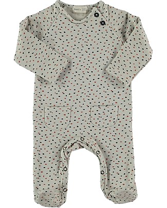 Bean's Barcelona Tutina Bèbè Maniche Lunghe - Grigio Chiaro - Cotone Bio Elasticizzato Tutine Lunghe Senza Piedi