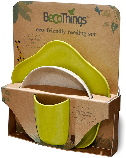 BecoThings Set Pappa Ecologico BecoFeeding - Verde (Completamente Biodegradabile! Set Pappa