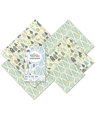 BeeBee Wraps Fogli Inverno in Cera d'Api per Alimenti - Pacco Famiglia Sacchetto Cibo