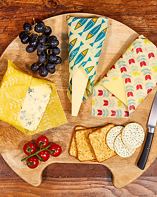 BeeBee Wraps Fogli Natura in Cera d'Api per Alimenti - Pacco Famiglia Contenitori Cibo