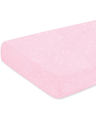 Bemini Coprimaterasso Estensibile 60x120 cm - Little Star Rosa - 100% cotone Lenzuola e Federe