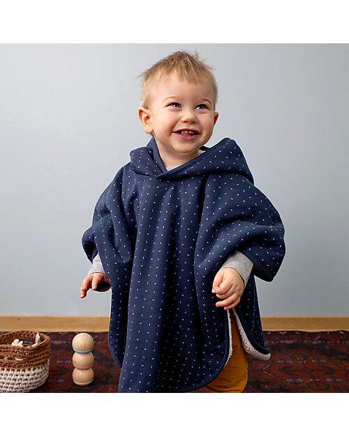 Bemini Morbido Poncho da Viaggio - Tetra Jersey - Blu Navy Giacche