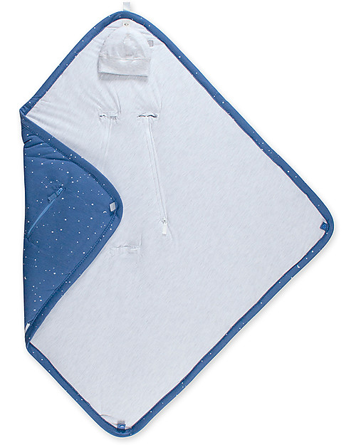 Bemini Sacco Nanna BISIDE® Pady Jersey 90x90 cm, Denim Little Stars - per Passeggini, Ovetti e Culle Sacchi Passeggino