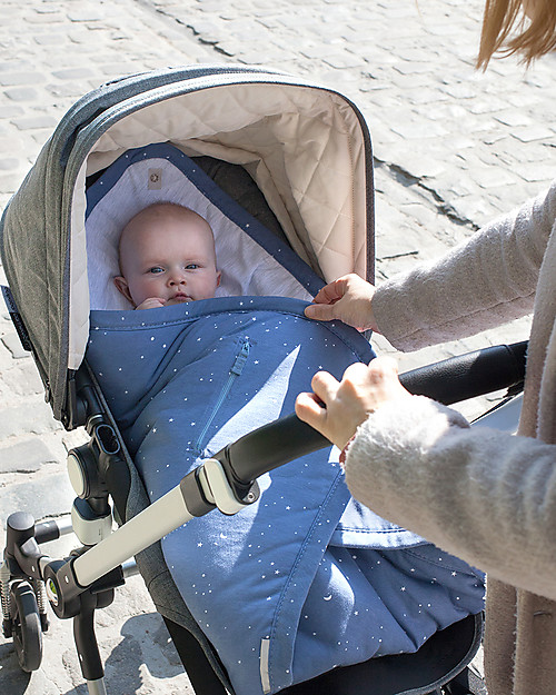 Bemini Sacco Nanna BISIDE® Pady Jersey 90x90 cm, Denim Little Stars - per Passeggini, Ovetti e Culle Sacchi Passeggino