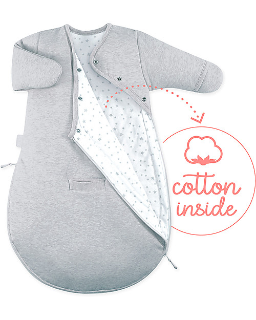 Bemini Sacco Nanna MAGIC BAG® Pady Jersey con Maniche 0-3 mesi, Grey Marled - 3 TOG Sacchi Nanna