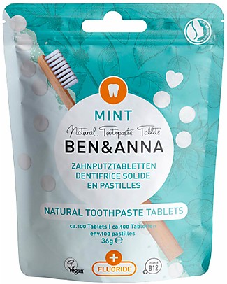 Ben & Anna Dentifricio in Pastiglie Naturali con Fluoro- Menta - 36 gr Dentifrici