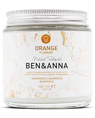Ben & Anna Pasta Dentifricia Sbiancante Orange con Fluoro - Con Antiossidanti e Vitamina A - 100 ml Dentifrici