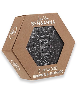 Ben & Anna Shampoo Doccia Solido - Elm Wood - 60 gr - Senza Plastica! Bagno Doccia Shampoo