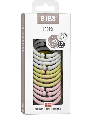 Bibs Anelli 2in1 Ganci e Gioco - Grigio Chiaro Verde Prato & Rosa - Senza BPA, PVC e Ftalati Giochi Per Neonati