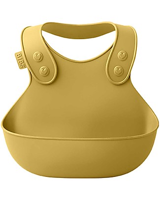 Bibs Bavaglino con Tasca - Mostarda - Impermeabile Senza BPA e Totalmente Riciclabile! Bavagli Impermeabili