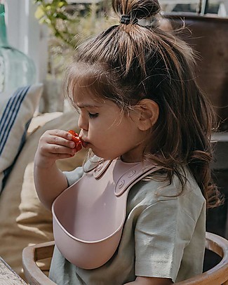 Bibs Bavaglino con Tasca - Rosa Cipria - Impermeabile Senza BPA e Totalmente Riciclabile! Bavagli Impermeabili