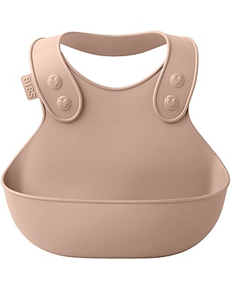 Bibs Bavaglino con Tasca - Rosa Cipria - Impermeabile Senza BPA e Totalmente Riciclabile! Bavagli Impermeabili