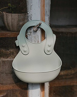Bibs Bavaglino con Tasca - Salvia - Impermeabile Senza BPA e Totalmente Riciclabile! Bavagli Impermeabili